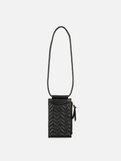 Bolsa Telemóvel Fecho Acolchoada Padrão Chevron