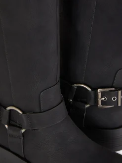 Botas Estilo Motard Biqueira Quadrada