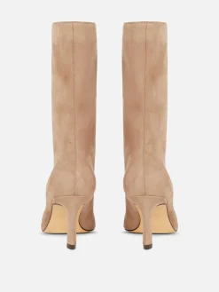 Botas Salto Agulha Imitação Camurça