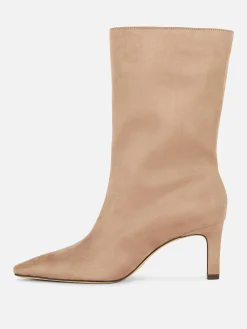 Botas Salto Agulha Imitação Camurça