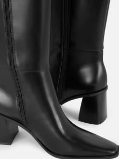 Botas Salto Cano Alto Imitação Pele