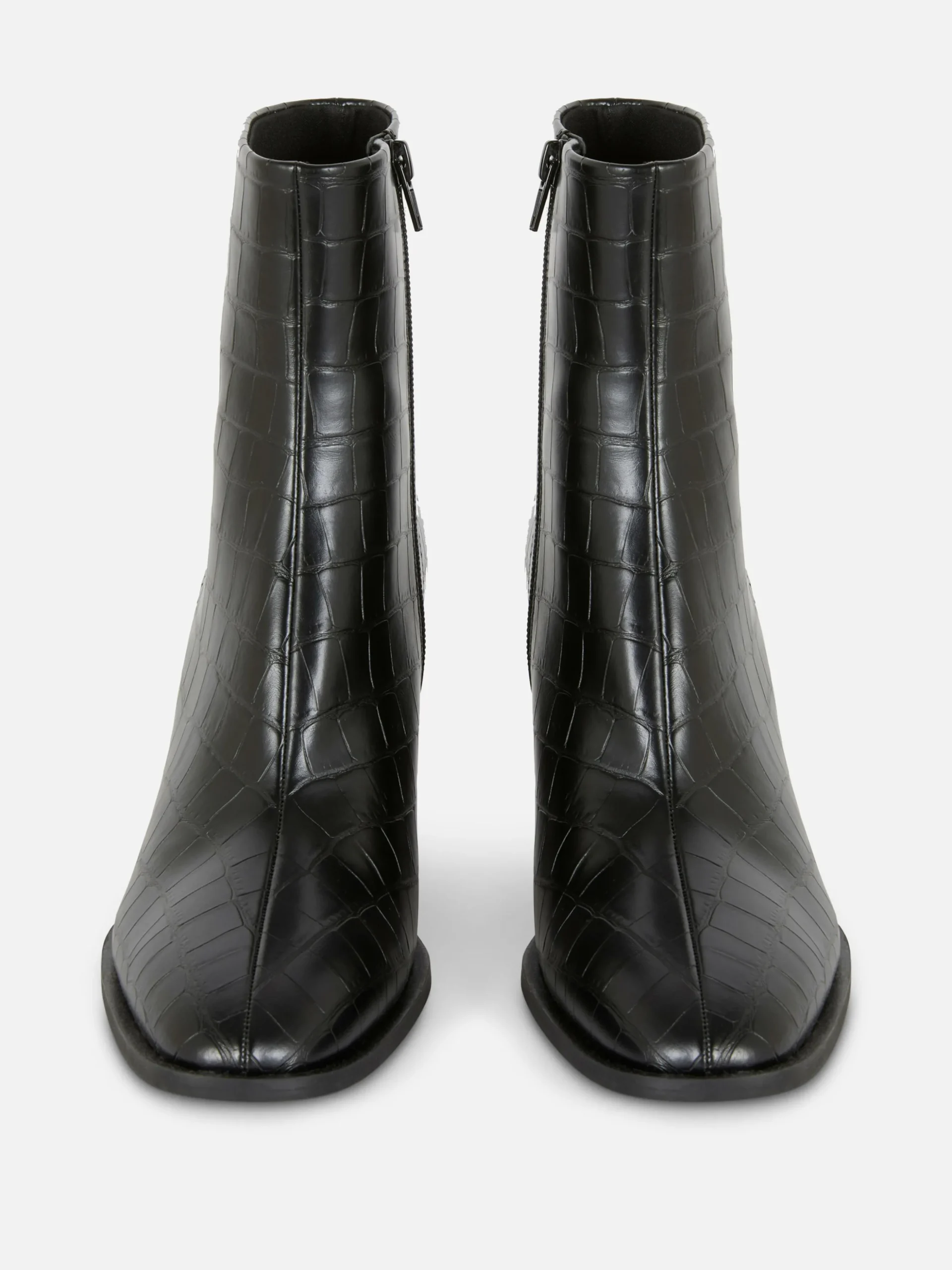 Botas Salto Imitação Pele Efeito Crocodilo