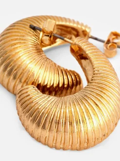 Brincos Argolas Curvas Texturados Canelados