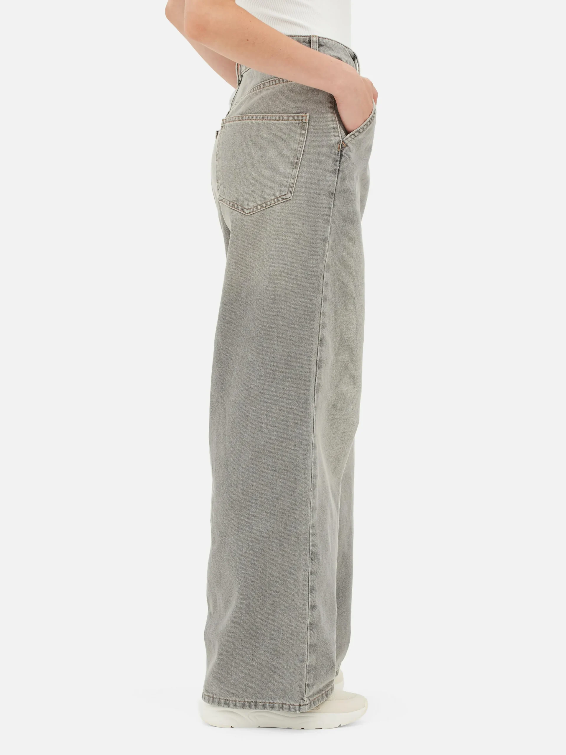 Calças Ganga Corte Perna Larga Desgastadas