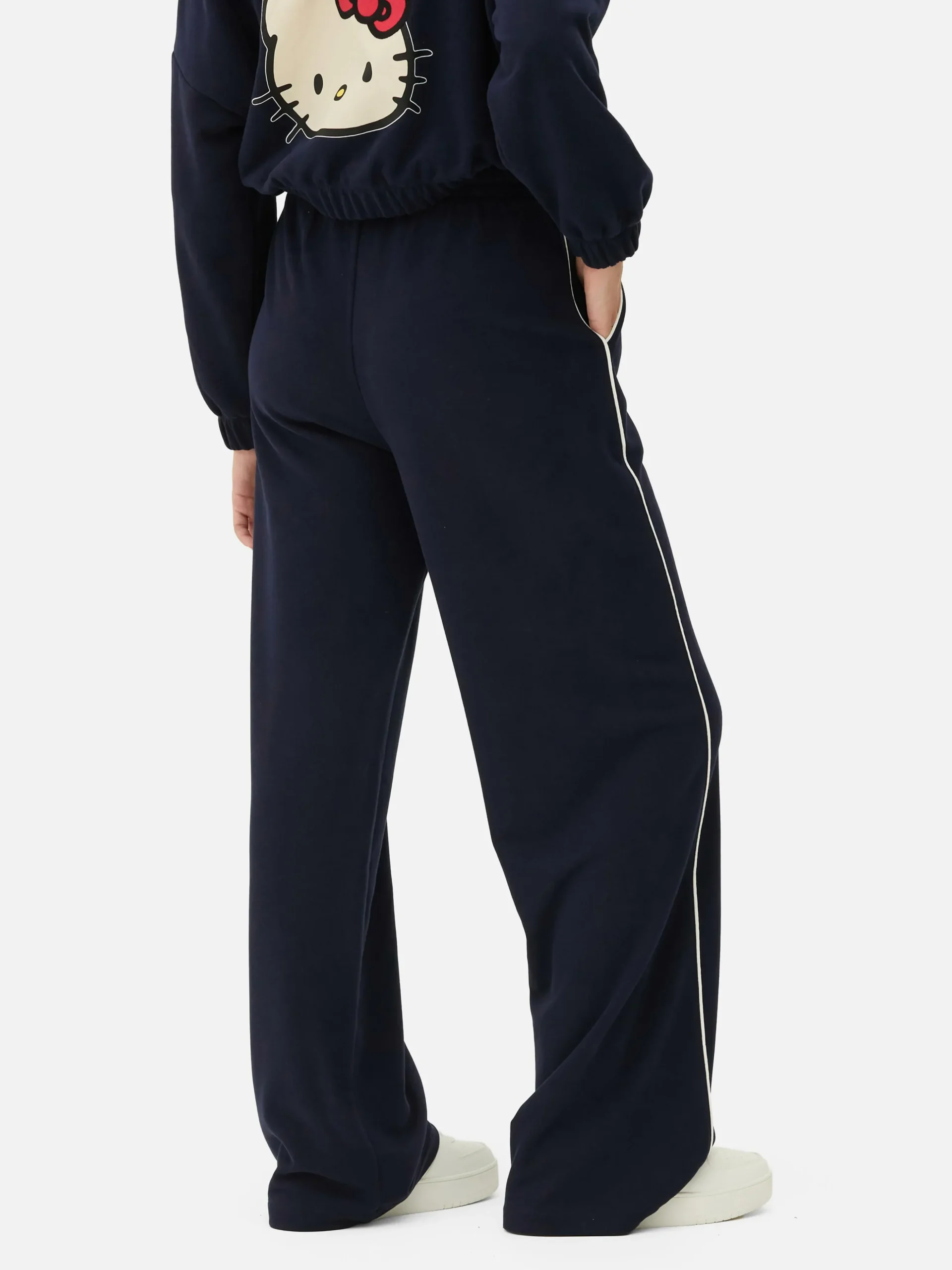 Calças Treino Perna Direita Riscas Hello Kitty