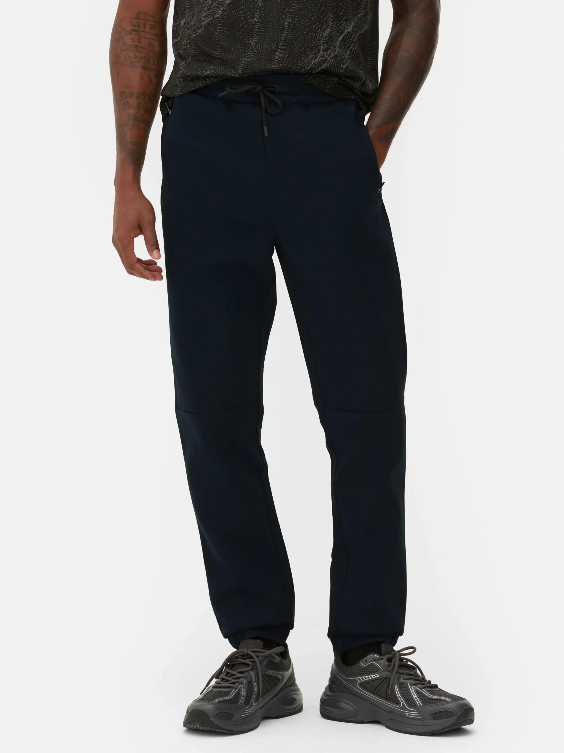 Calças Treino Texturadas Cintura Elástica