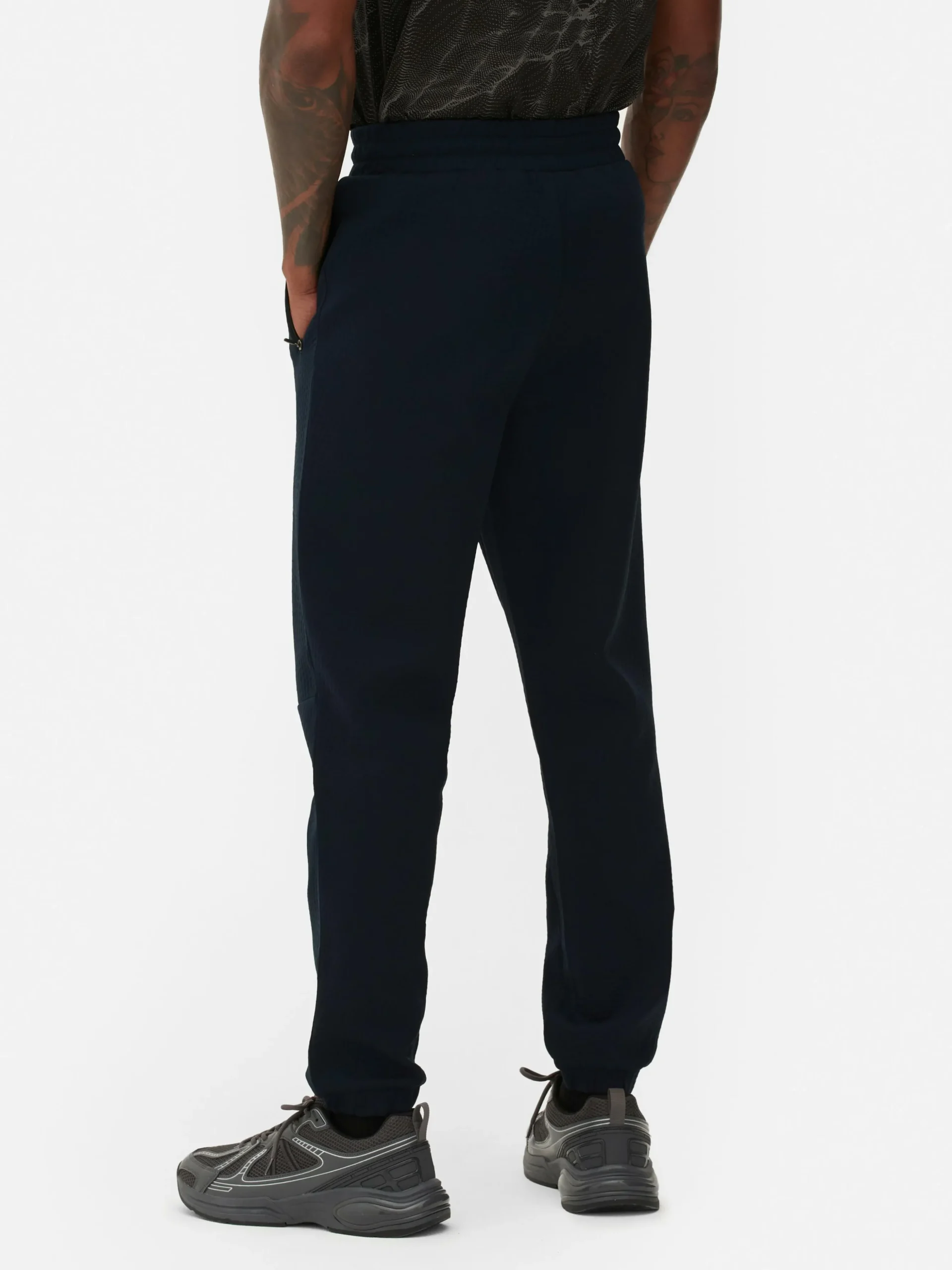 Calças Treino Texturadas Cintura Elástica