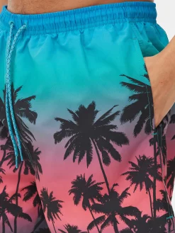 Calções Banho Padrão Palmeiras Tingidos