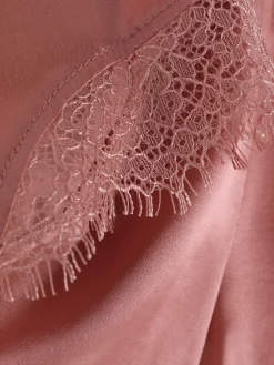 Calções Pijama Mistura Seda Rebordo Rendado