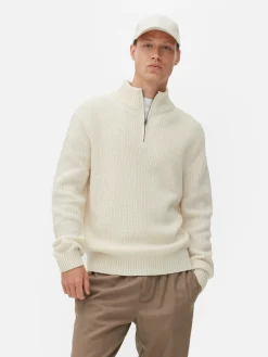 Camisola 1/2 Fecho Correr Malha Canelada