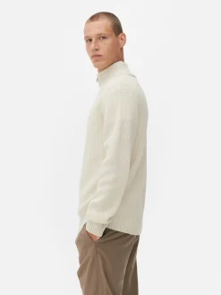 Camisola 1/2 Fecho Correr Malha Canelada