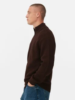 Camisola 1/2 Fecho Correr Malha Canelada