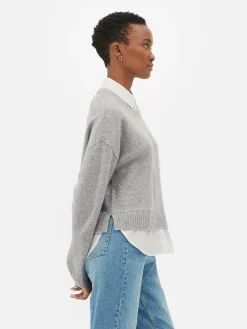 Camisola Colarinho Dois Em Um