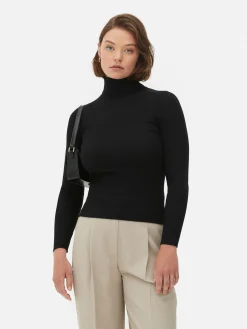 Camisola Gola Alta Dobra Malha Canelada