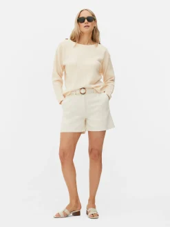 Camisola Gola Barco Botão Ombro