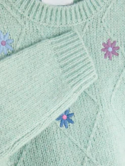 Camisola Malha Bordada Padrão Floral