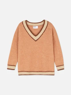 Camisola Malha Decote V Estilo Vintage Rita Ora