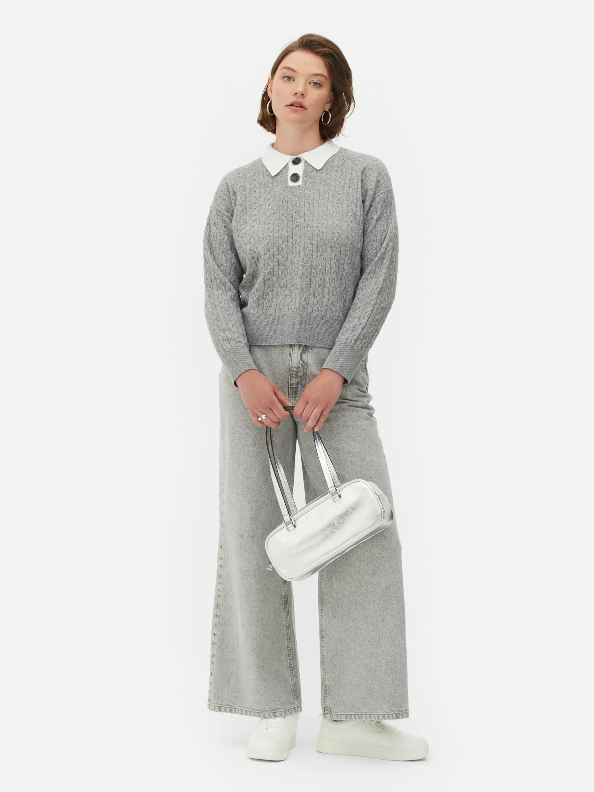 Camisola Malha Entrançada Colarinho