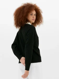 Camisola Malha Entrançada Colarinho