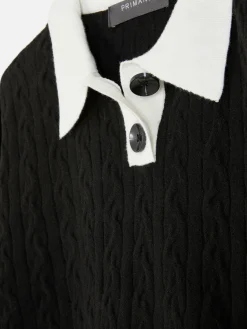 Camisola Malha Entrançada Colarinho