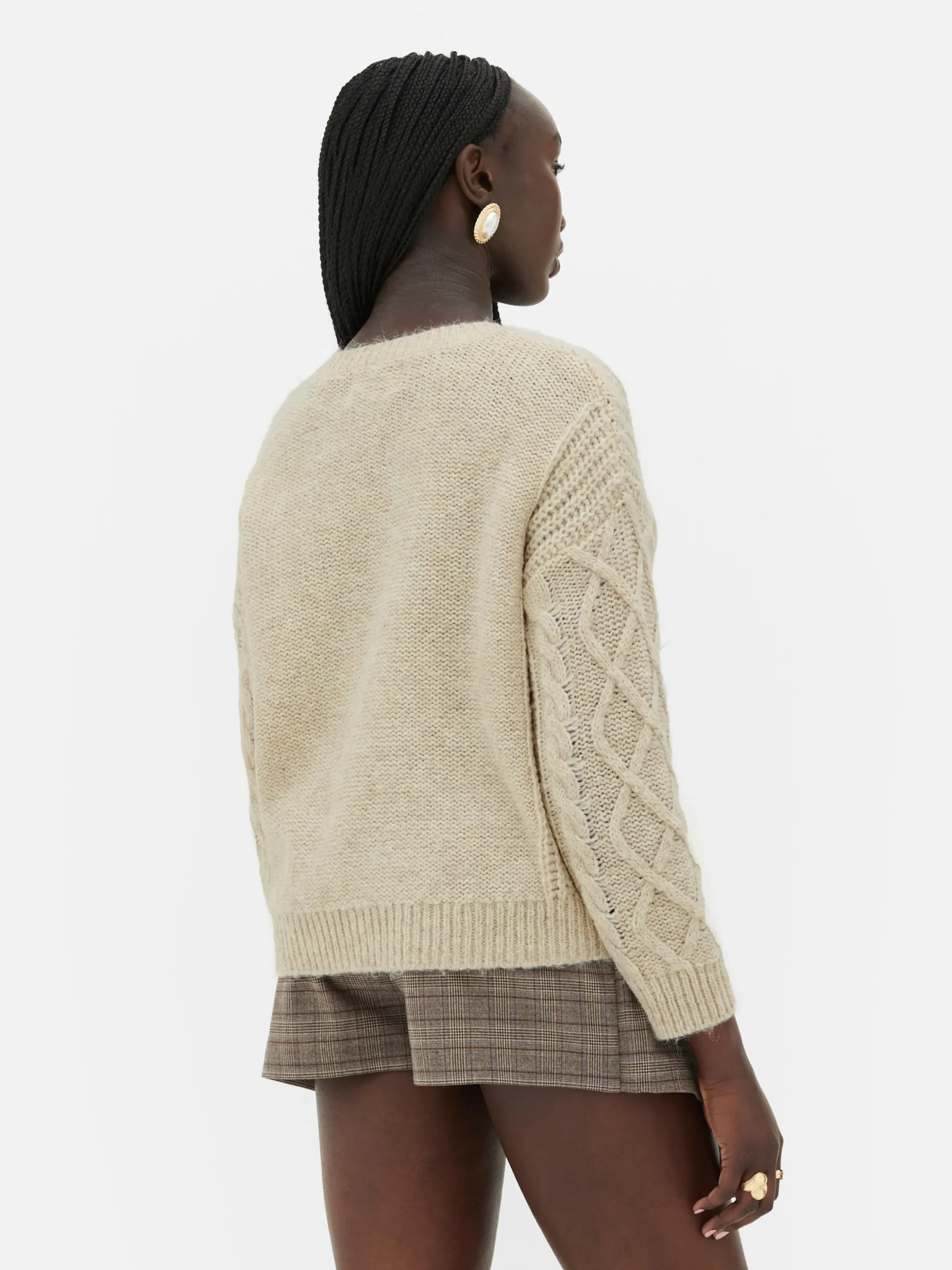 Camisola Malha Entrançada Botões Rita Ora