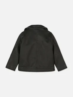 Casaco Estilo Motard Imitação Pele