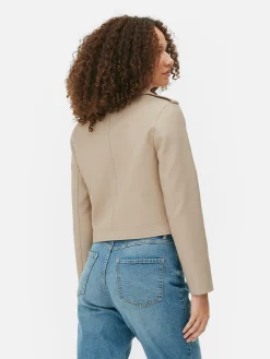 Casaco Estilo Motard Imitação Pele Básico