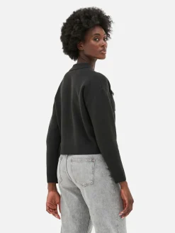 Casaco Malha Botões Colarinho