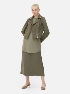 Casaco Motard Imitação Camurça