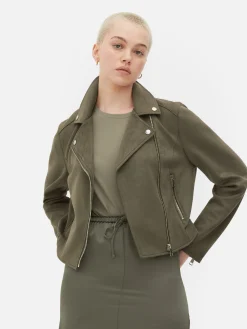 Casaco Motard Imitação Camurça