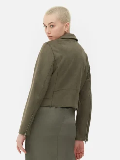 Casaco Motard Imitação Camurça