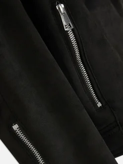 Casaco Motard Imitação Camurça