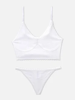 Conjunto De Lingerie Comprido Malha Geométrica Não Almofadado