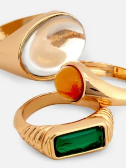 Pack 3 Anéis Grossos Imitação Pedras Rita Ora