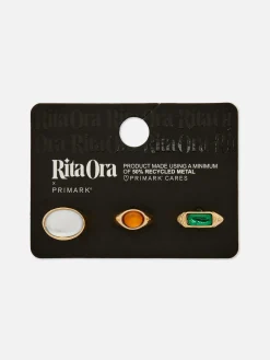 Pack 3 Anéis Grossos Imitação Pedras Rita Ora