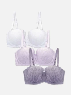 Pack 3 Sutiãs Balconette Renda Floral Copas A–DD