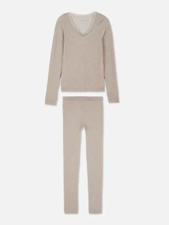 Pijama Manga Comprida Rebordo Em Renda