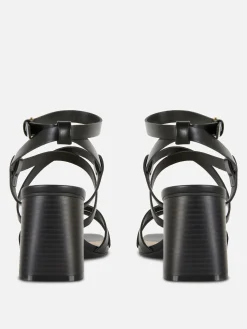 Sandálias Tacão Tiras Cruzadas