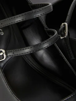 Sapatos Salto Mary Jane Imitação Pele