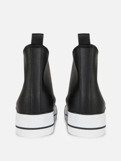 Ténis Cano Alto Plataforma Imitação Pele