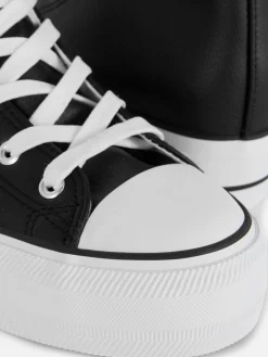 Ténis Cano Alto Plataforma Imitação Pele