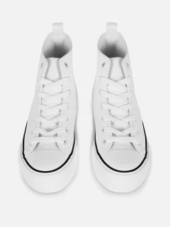 Ténis Cano Alto Plataforma Imitação Pele