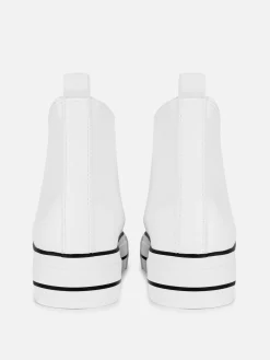 Ténis Cano Alto Plataforma Imitação Pele