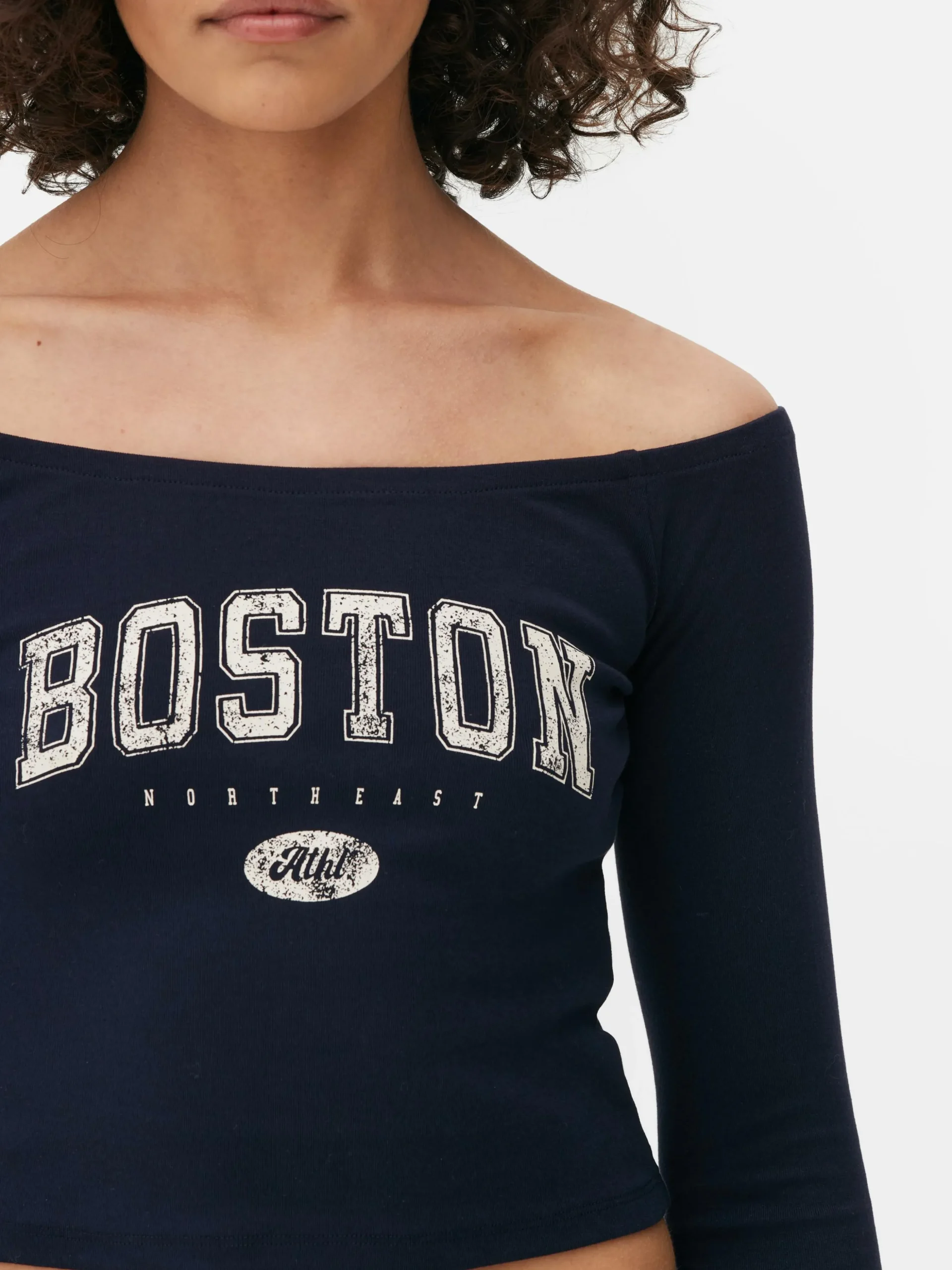 Top Curto Bardot Manga Comprida