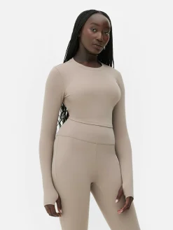 Top Curto Desporto Manga Comprida Suave Rita Ora