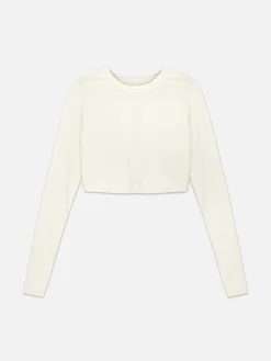 Top Curto Desporto Manga Comprida Suave Rita Ora