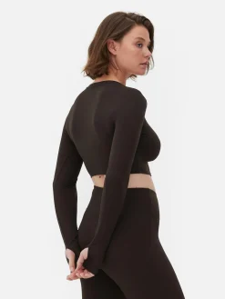 Top Curto Desporto Manga Comprida Suave Rita Ora