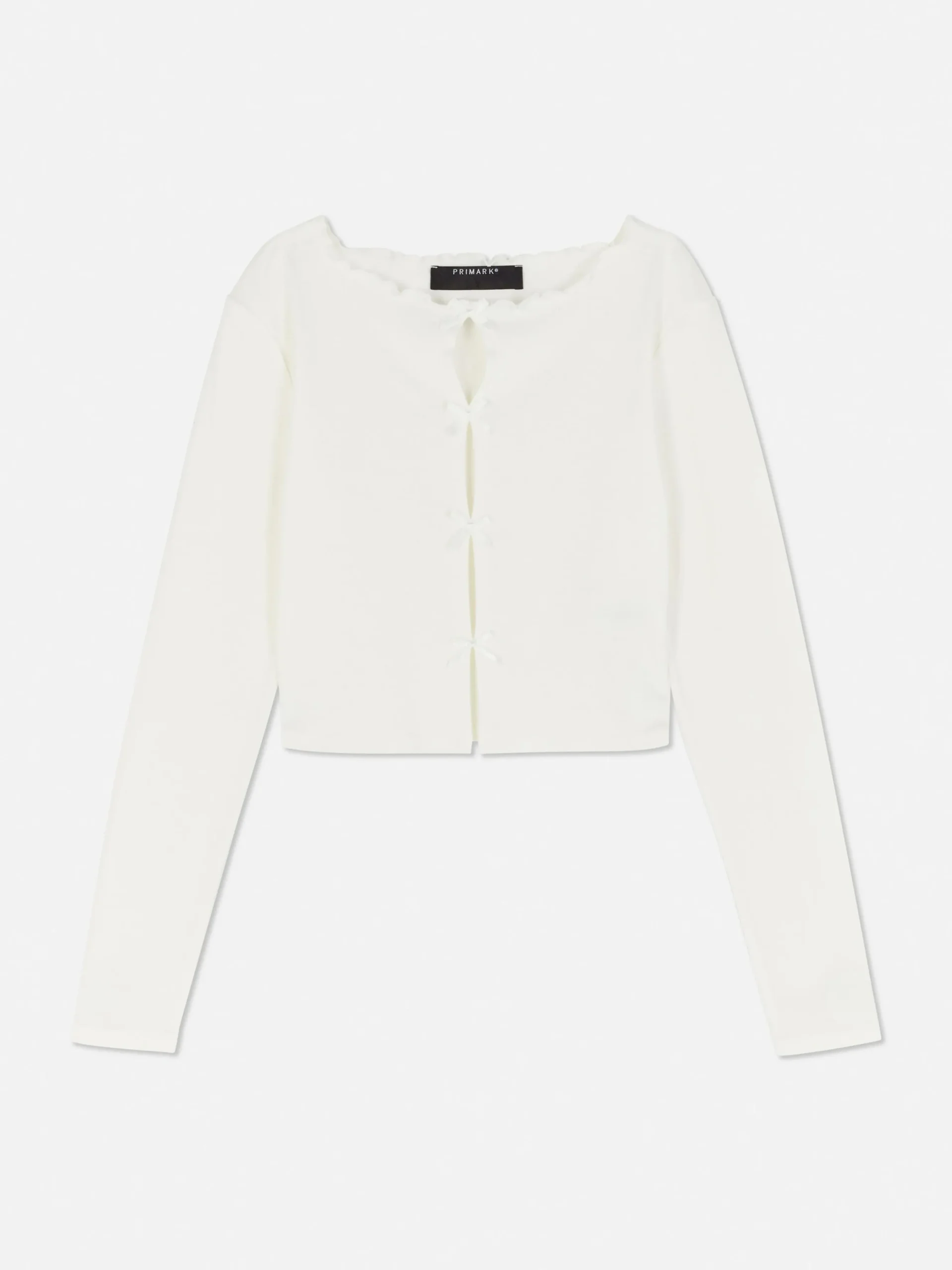 Top Manga Comprida Recortes Laço