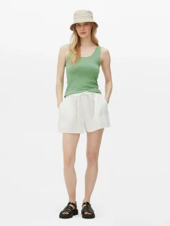 Top S/ Mangas Elástico Decote Redondo Básico