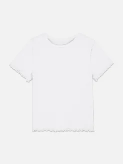 T-shirt Canelada Com Rebordo Franzido Coordenada